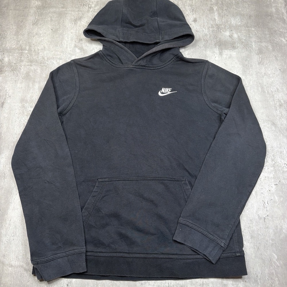 Nike Sportswear Club Fleece Pullover Hoodie Youth XL Black Swoosh Sweatshirt